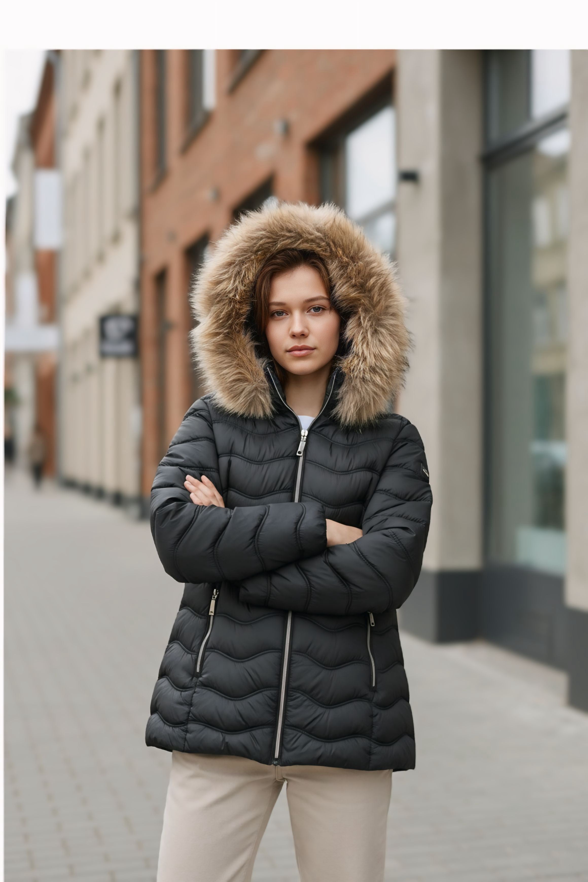 GIUBBINO IN ECOPIUMA CON PELLICCIA