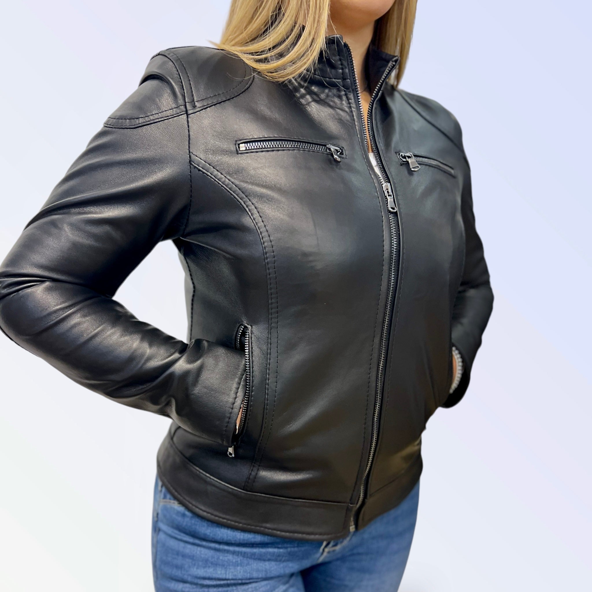 GIUSY-BIKER IN PELLE NAPPA